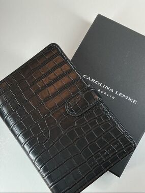 Carolina Lemke Berlin Croc Embossed Planner Binder Organizer + Pen (new in box)